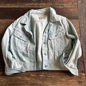 Hinge | Light Blue Washed Cropped Denim Jacket M